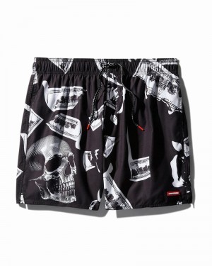 Black Sprayground Skull Money Men's Swim Shorts | 95463400