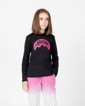 Black Sprayground Smooth Long Kids' T Shirts | 977442032