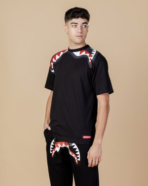 Black Sprayground Splash Men's T Shirts | 902884881