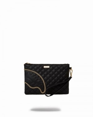 Black Sprayground Split Quilt Shark Men's Clutch Bags | 792234678