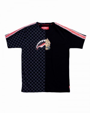 Black Sprayground Spucci Split Kids' T Shirts | 909667346