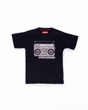 Black Sprayground Stereo Kids' T Shirts | 785637048