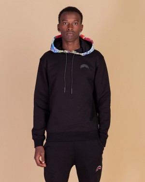 Black Sprayground Super Cap Men's Hoodie | 716901745