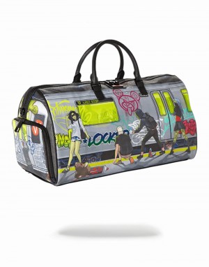 Black Sprayground Training Day Men's Duffle Bags | 330696911