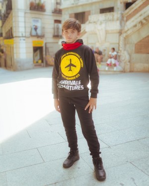 Black Sprayground Trash Airport Kids' Hoodie | 79779555