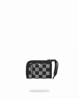 Black Sprayground Trinity Checkered Men's Wallets | 831305970