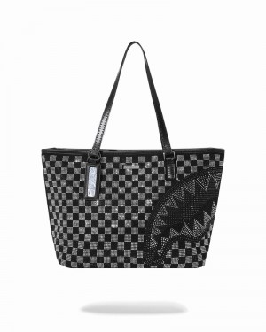 Black Sprayground Trinity Checkered Men's Tote Bags | 690210684