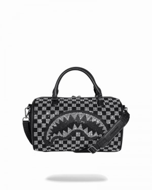 Black Sprayground Trinity Checkered Mini Men's Duffle Bags | 255429584