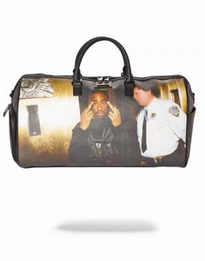 Black Sprayground Tupac Men's Duffle Bags | 810420808