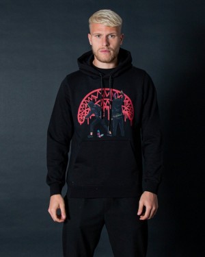 Black Sprayground Wall Hood Men's Hoodie | 209983409