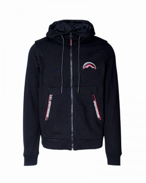 Black Sprayground Zip Logo Back Women's Hoodie | 31178935
