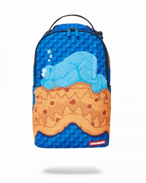 Blue Sprayground Cookie Monster Sleeping Men's Backpacks | 371769409