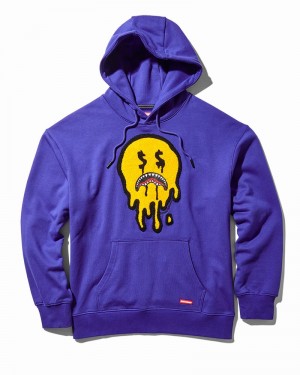 Blue Sprayground Drip Shark Smiley Women's Hoodie | 486055534