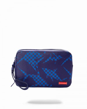 Blue Sprayground Pochette The Hills Camo Men's Toiletry Bags | 822198509