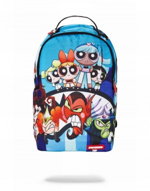 Blue Sprayground Powerpuff Girls Shark Men's Backpacks | 637794135