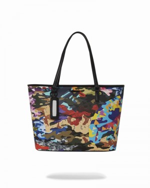 Blue Sprayground Sliced And Diced Camo Men's Tote Bags | 670915276