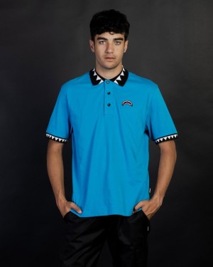 Blue Sprayground Tech Men's Polo Shirts | 959165931