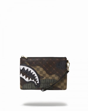 Brown Sprayground Camo Branded Men's Clutch Bags | 560147685