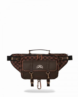 Brown Sprayground Checkered Special Ops Men's Waist Bags | 571242056