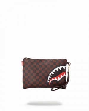Brown Sprayground Checks In Camoflauge Crossover Men's Clutch Bags | 763126241