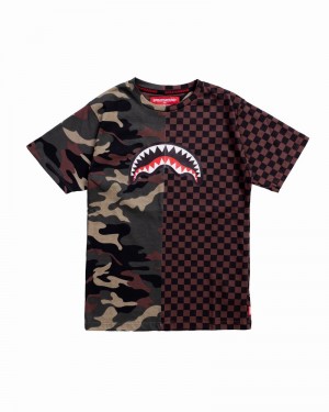 Brown Sprayground Checks & Camouflage Kids' T Shirts | 961562405