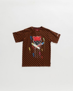 Brown Sprayground Diablo Bear Head Kids' T Shirts | 156709856