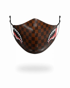 Brown Sprayground Fixed Filter Sharks In Paris Pu Fashion Men's Face Masks | 279922963