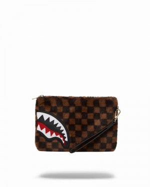 Brown Sprayground Furrr Sharks In Paris Crossover Men's Clutch Bags | 739579201