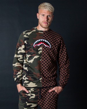 Brown Sprayground Jungle Crew Men's Sweatshirts | 292204891