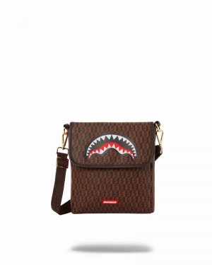 Brown Sprayground Money Checkered Men's Messenger Bags | 903030269