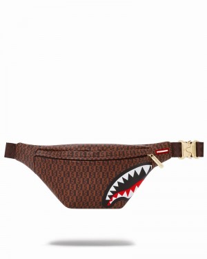 Brown Sprayground Money Checkered Savvy Men's Waist Bags | 89811083