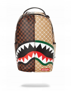Brown Sprayground Paris Vs Florence Shark Men's Backpacks | 858232404