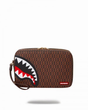 Brown Sprayground Pochette Og - Money Checkered Men's Toiletry Bags | 39971934