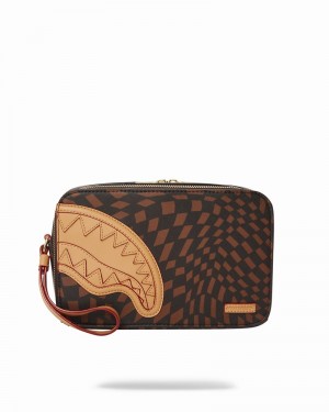 Brown Sprayground Pochette Trippy Henny Men's Toiletry Bags | 847307952