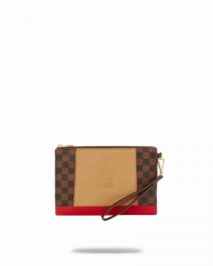 Brown Sprayground Raceway Men's Clutch Bags | 369212097