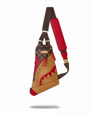 Brown Sprayground Raceway Sling Men's Waist Bags | 33665009