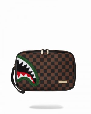 Brown Sprayground Romeo Air Italia Shark Men's Toiletry Bags | 183058258