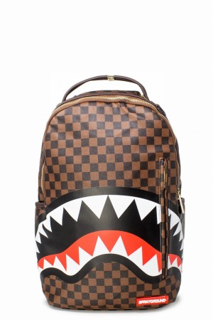 Brown Sprayground Shark In Paris Men's Backpacks | 701979365