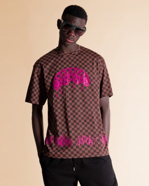 Brown Sprayground Sharks In Ny Men's T Shirts | 552093658