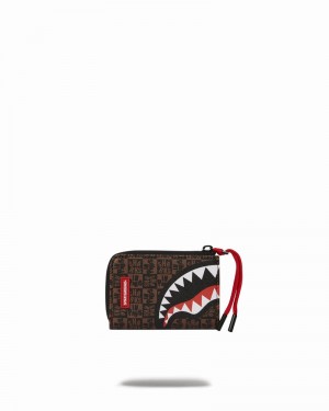 Brown Sprayground Sharks In Paris Check Men's Wallets | 92163480