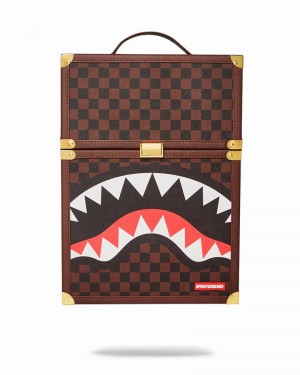 Brown Sprayground Sharks In Paris Shat Ranj Men's Backpacks | 647778797