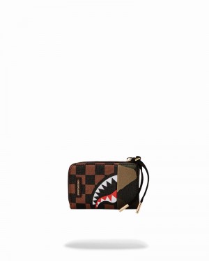 Brown Sprayground Sip With Camo Accent Men's Wallets | 76065540