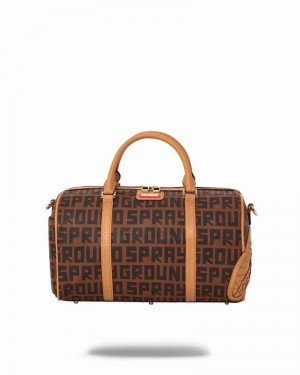 Brown Sprayground Split Infiniti Check Mini Men's Duffle Bags | 325325071