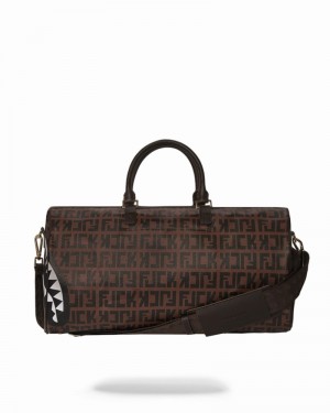Brown Sprayground Split The Check Men's Duffle Bags | 282734804