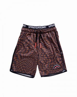 Brown Sprayground Trippy Henny Men's Swim Shorts | 71280061