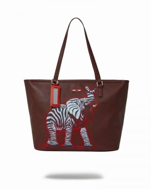 Burgundy Sprayground Ron English 24 Elephant Men's Tote Bags | 248382238