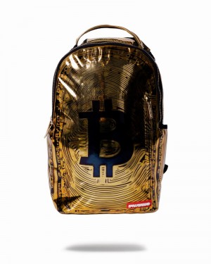 Gold Sprayground Bitcoin Men's Backpacks | 3177211