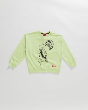 Green Sprayground Bw Comic Shark Over Crew Kids' Sweatshirts | 613813101