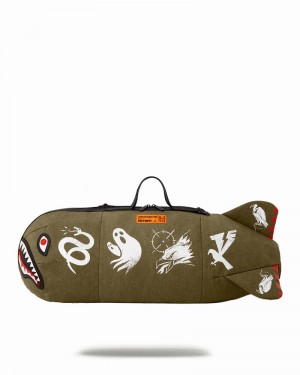 Green Sprayground Call Of Duty Men's Duffle Bags | 935195155