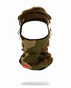 Green Sprayground Camo Money Drips Men's Ski Masks | 371730671